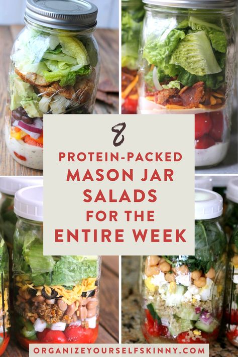 Salad Recipes Meal Prep, Easy Meal Prep For Beginners, Jar Meal Prep, Mason Jar Meal Prep, Jar Salad Recipes, Mason Jar Lunch, Meal Prep Salad, Salad Jars, Prep Salad