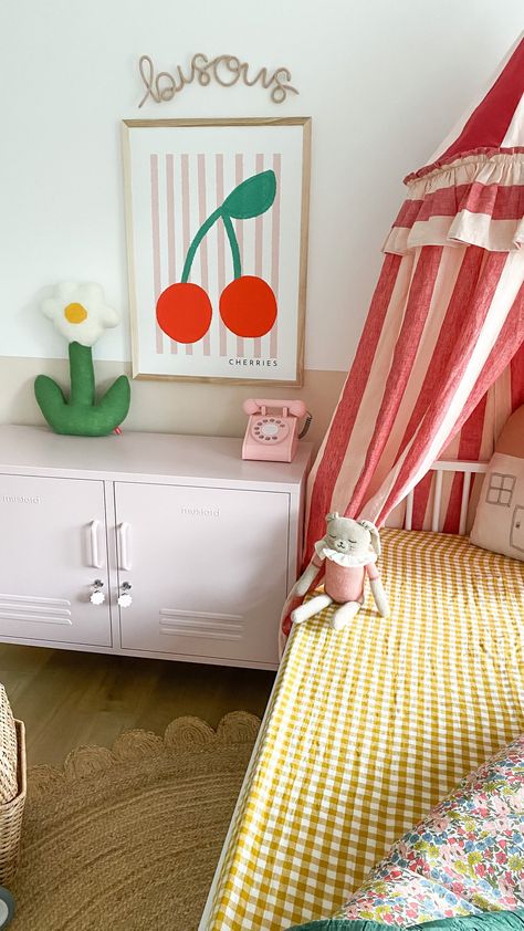 Our cheerful cherries print will be sure to add a pop of colour into any interior. Perfect for pink and green decor lovers - or match with our flamingo print for bright and fun kids bedroom decor.   Created from high-quality wood, milled with simple clean lines and presented with a satin finish. - Simple, elegant design - Premium, fine art paper with a gently textured surface -Handmade by specialist picture framers -Delivered ready for hanging Olive Bedroom, Cool Kids Bedrooms, Bright Stripes, Nursery Wall Art Printable, Kids Bedroom Inspiration, Cherry Print, Personalised Prints, Green Decor, Kids Bedroom Decor