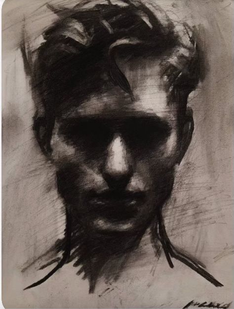 Charcole Sketches Portraits, Charcoal Self Portrait, Charcoal Portrait Sketches, Charcoal Face Drawing, Charcoal Art Portrait, Chiaroscuro Portrait, Figurative Impressionism, Charcoal Artwork, Charcoal Portrait