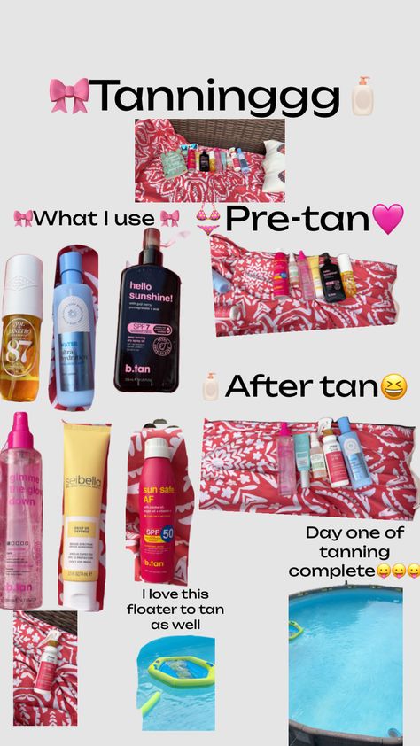 Tanning routine Tanning Ideas, Tanning Hacks, Best Tanning Products, Tan Goals, Tan Routine, Tanning Aesthetic, Diy Tanning, Quick Tan, How To Tan