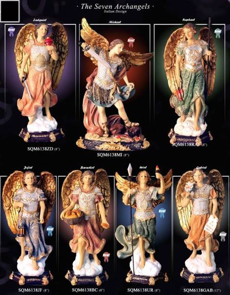 7 Archangels Images, Saint Michael Angel, The Seven Archangels, 7 Archangels, Seven Archangels, Catholic Statues, Angel Artwork, Alchemy Symbols, Angel Drawing