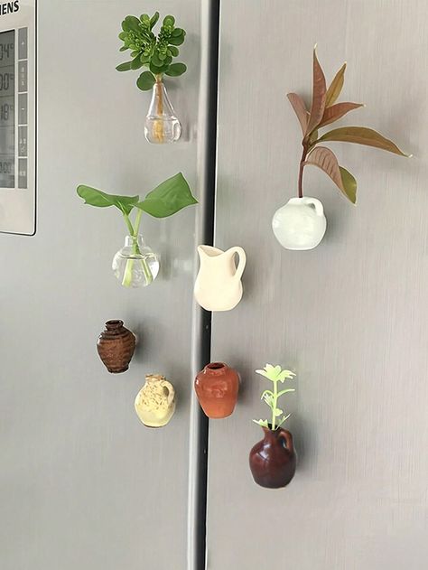 Plant Kitchen, Clay Magnets, Kitchen Magnet, Refrigerator Sticker, Kitchen Gift, Fridge Magnet, Porcelain Vase, Refrigerator Magnets, Air Dry Clay