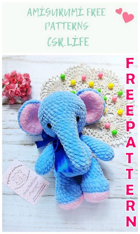 Amigurumi Cute Elephant Free Pattern – Csr.life Free Amigurumi Patterns Elephant, Crochet Plush Elephant, Puppy Amigurumi Free Pattern, Elephant Crochet Pattern Free, Heklane Igracke, Crochet Elephant Pattern Free, Amigurumi Elephant Pattern, Amigurumi Plushies, Elephant Amigurumi