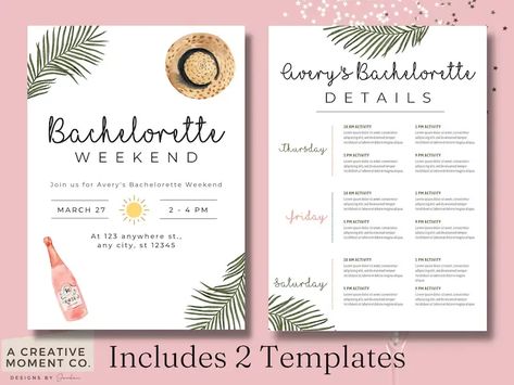 Summer Bachelorette Invitation Template, Tropical Beach Bachelorette Invitation, Beach Bachelorette Invite, Summer Itinerary, Miami Bach image 1 Bach Itinerary Template, Miami Bachelorette Party Itinerary, Bachelorette Invites Template, Beyonce Bachelorette, Itinerary Template Free, Bachelorette Invites, Summer Bachelorette, Miami Bachelorette Party, Bachelorette Invite