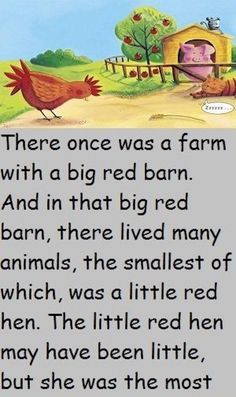 The Little Red Hen Small Stories For Kids, English Stories For Kids, Big Red Barn, Kindergarten Reading Activities, Funny Italian Jokes, Good Jokes To Tell, Moral Stories For Kids, Funny Feelings Quotes, Funny Relationship Jokes