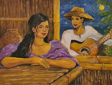 Harana Filipino Tradition, Harana Filipino, Tradition Drawing, Philippine Traditions, Filipino Tradition, Art Competition Ideas, Filipino Art, Philippine Art, Philippines Culture