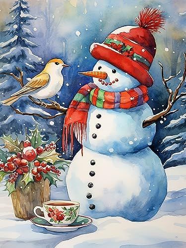 CHOSIGHT 5D Diamond Art Painting Snowman Kit - DIY Paint with Diamond Art Christmas Round Full Drill Craft, Home Decor Embroidery Set with Canvas, Tools, Sparkling Diamonds - 12x16 inch Snowman Kit, Diy Snowman, Chic Christmas, Shabby Chic Christmas, Craft Set, Art Kit, Diamond Art, Christmas Snowman, Painting Kits