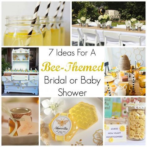 7 Ideas For A Bee-Themed Bridal or Baby Shower Spring Bridal Shower Themes, Bridal Shower Tea Party Theme, Bridal Shower Centerpieces Diy, Unique Bridal Shower Favors, Bridal Shower Menu, Bridal Shower Decorations Diy, Wedding Shower Themes, Bee Baby Shower Theme, Bridal Shower Planning