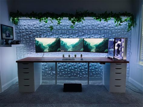 Cool Desk, Games Room Inspiration, Home Recording Studio Setup, Battle Station, Best Gaming Setup, Sound Panel, Video Game Room Design, Video Game Rooms, Interior Room