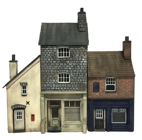 Urban & Rural LOW RELIEF street scene kits by www.petite-properties.com Petite Properties, Scale Model Building, Urban Village, Town Building, Building Front, Sims 4 House Design, Sims Building, Casas The Sims 4, Sims House Plans