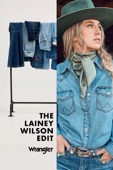 She picked her favorites. Just add your own flair. Introducing the Lainey Edit, a collection of Wrangler’s spring styles curated by country superstar Lainey Wilson. Laney Wilson Outfits, Honky Tonk Outfit, Lainey Wilson Style, Laney Wilson, Country Best Friends, Cute Golf Outfit, Style Uniform, Walmart Outfits, Boots And Jeans