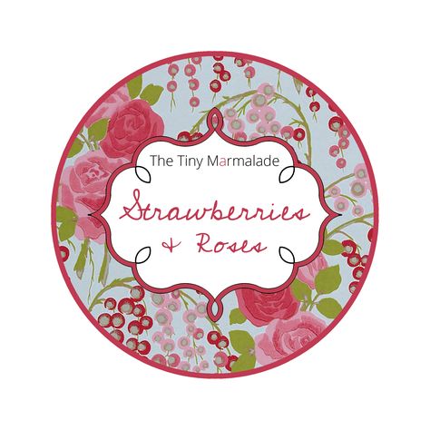 Strawberries and Rose Fusion Jam Jam Labels, Jam Label, Strawberry Roses, Marmalade, Home Made, Devon, Strawberries, Decorative Plates, Jam