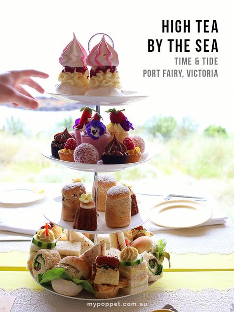 High Tea by the Sea - Time & Tide, Port Fairy | My Poppet Living Underwater Tea Party, Coastal Tea Party, Tea By The Sea, Beach Tea Party, Birdie Birthday, Tea Business, Tea Party Games, Dreamy Destinations, Port Fairy