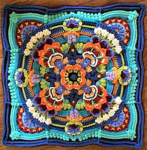 Challenge Yourself With These 9 Advanced Crochet Patterns High Tea Floral Block Crochet, Afghans Crochet Patterns Free, Advanced Crochet Patterns, Motif Mandala Crochet, Motifs Granny Square, Granny Square Haken, Advanced Crochet, Crochet Mandala Pattern, Crochet Motif Patterns