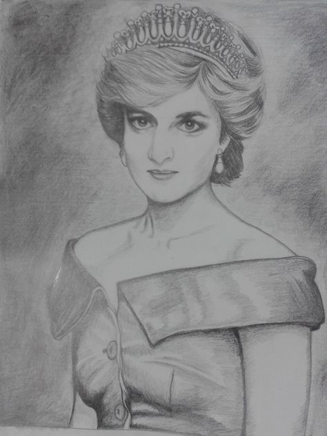 56th Birthday, July 1st, A Pencil, Lady Diana, Queen Of Hearts, The Princess, Pencil Sketch, Princess Diana, Beautiful Gowns