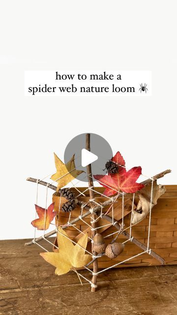 Crafts With Natural Materials, Halloween Nature Crafts For Kids, Halloween Nature Crafts, Natural Activities, Spider Diy, Nature Activities For Kids, Nature Weaving, Spider Web Craft, Branches Diy