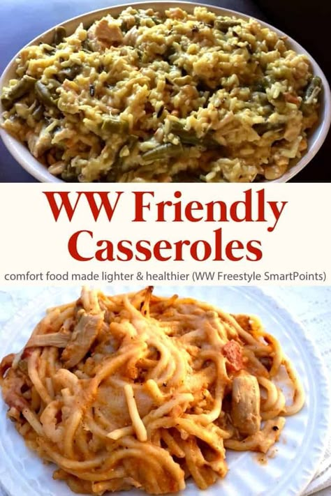 A favorite collection of Weight Watchers Friendly Casseroles - your favorite comfort foods made lighter and healthier - with WW Freestyle SmartPoints! #wwfreestylecasseroles #casseroles Brown Rice Side Dish, Weight Watchers Casserole, Slow Cooker Breakfast Casserole, Slow Cooker Sweet Potatoes, Weight Watchers Meal Plans, Favorite Casseroles, Weight Watchers Recipes Desserts, Weight Watchers Chicken, Ww Freestyle