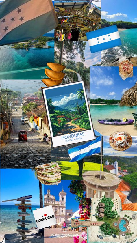 #collage #aesthetic #Honduras #country #travel #viralpost #HonduranFood #culture #pretty Honduras Culture Aesthetic, Honduras Flag Aesthetic, Honduras Aesthetic Wallpaper, Honduras Aesthetic, Honduras Culture, Places Pictures, Honduras Travel, Travel Collage, Tegucigalpa