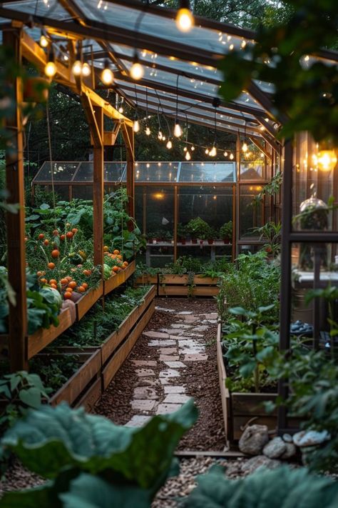 Greenhouse Landscaping Ideas, Enclosed Garden Ideas, Garden Enclosure Ideas, Terasse Ideas, Green House Garden, Small Greenhouse Ideas, Small Space Garden, Gravel Pathway, Tiny Garden Ideas