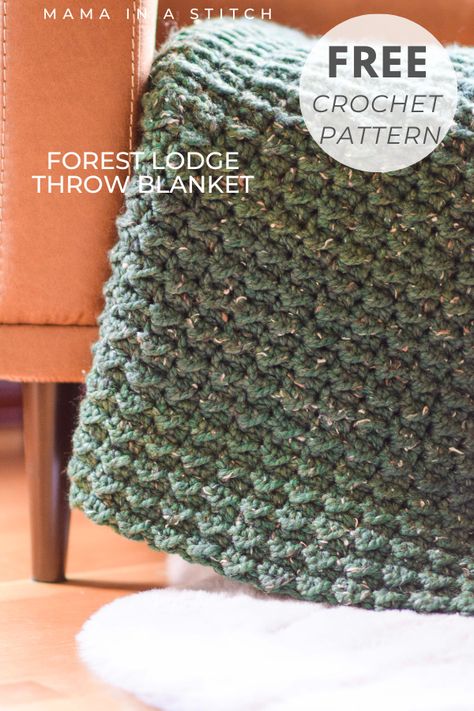 Forest Lodge Chunky Throw Blanket Crochet Pattern via @MamaInAStitch