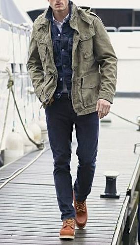 Field Jacket Outfit Men, Field Jacket Outfit, Field Jacket Men, M65 Field Jacket, Older Mens Fashion, Mens Fashion Casual Shoes, Modern Mens Fashion, Mens Fashion Rugged, Rugged Style