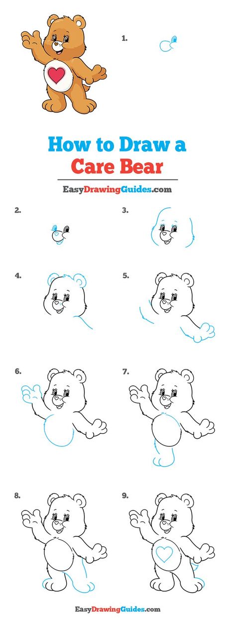 How to Draw a Care Bear. Easy to Draw Art Project for Kids. See the Full Drawing Tutorial on https://easydrawingguides.com/how-to-draw-a-care-bear/ . Easy Care Bear Drawing, How To Draw A Care Bear, How To Draw Care Bears, How To Draw A Care Bear Step By Step, Care Bear Drawings Easy, Cartoon Nail Designs, Full Drawing, Art Project For Kids, Drawing Tutorial Face