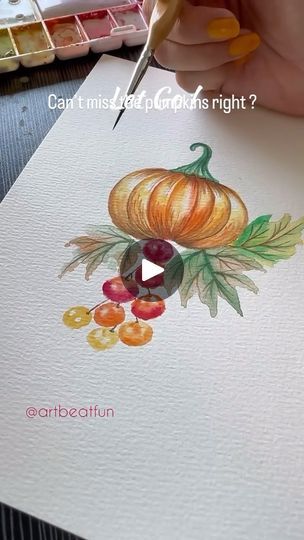 Paint Pumpkin, Art Beat, Fall Watercolor, Pumpkin Season, Pumpkin Seasoning, Instagram Diy, Water Painting, Pumpkin Halloween, Painted Pumpkins