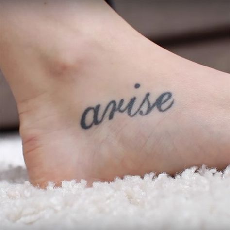 victoria-magrath-arise-tattoo Arise Tattoos, Victoria Magrath, Foot Tattoos For Women, Women Writing, Foot Tattoo, Foot Tattoos, Beauty Tattoos, Her Style, Tattoos For Women