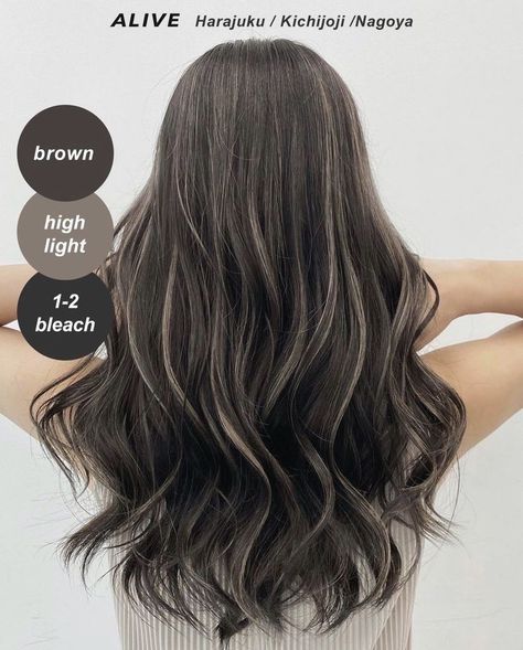 Full Balayage On Dark Hair, Dark Base Highlights, Level 2 Hair With Highlights, Summer Asian Hair, Dark Brown With Ashy Highlights, Babylights Asian Hair, T Bar Highlights, Black Hair Lowlights, Black Hair With Face Framing Highlights