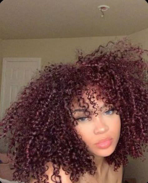 Pelo Color Borgoña, Dyed Curly Hair, Red Curly Hair, Red Hair Inspo, Colored Curly Hair, Dyed Natural Hair, Hair Dye Ideas, Burgundy Hair, Curly Hair Inspiration