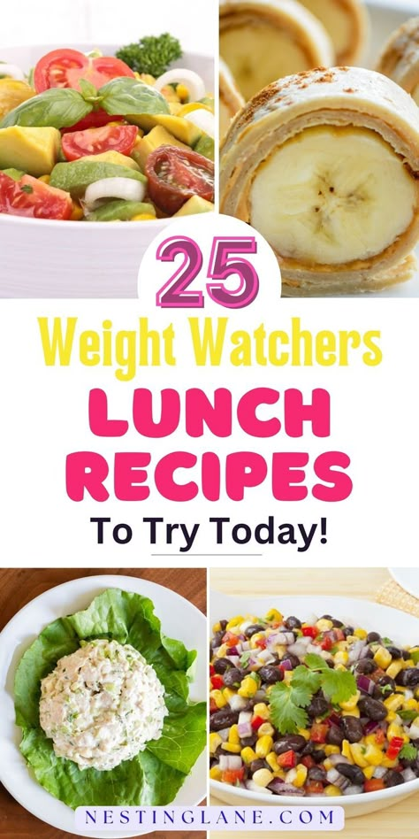 Graphic for Pinterest of 25 Weight Watchers Lunch Ideas to Try Today. Weight Watchers Lunch Ideas, Weight Watchers Lunch Recipes, Creative Lunch Ideas, Weight Watchers Lunch, Low Points Weight Watchers, Weight Watchers Salad, Weight Watchers Food Points, Lean Meal Plan, Weight Watchers Meals Dinner