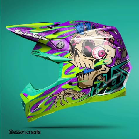 Dirt Bike Helmets Design, Motocross Helmet Design, Custom Painted Helmets, Custom Bike Helmets, Fox Helmets, Dirt Bike Riding Gear, Biker Logo Design, Custom Helmet Paint, Custom Helmet Design