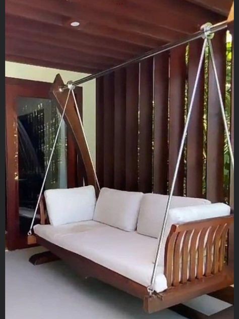 Swing In Living Room, Classic House Interior Design, Bedroom Pop Design, Swing Bed, Wooden Swing, Home Remodeling Diy, Decor Entryway, Home Decor Living Room, Bedroom Furniture Design