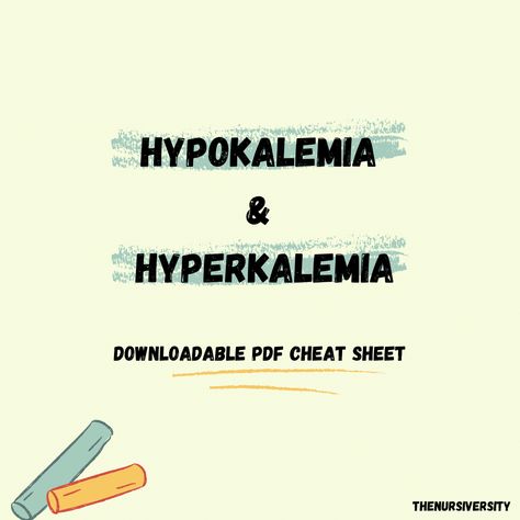 Hypokalemia and Hyperkalemia- For Nursing Students - The Nursiversity Fluid And Electrolytes, Nursing School Survival, School Survival, Nursing Students, Nursing School, Nursing, Need To Know, Health, Quick Saves