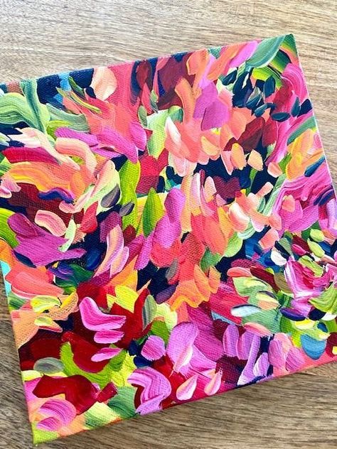 Group Painting Project, Canvas Acrylic Painting Abstract, Canvas Painting Ideas Flowers Easy, Abstract Painting Flowers, Abstract Canvas Painting Ideas, Painting Flowers On Canvas, Abstract Spring Painting, Loose Painting, Painting Ideas On Canvas Abstract