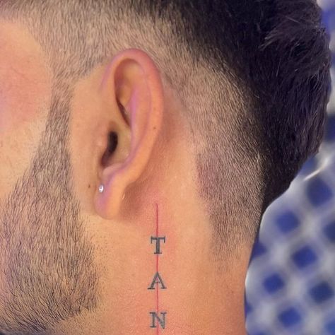 name tattoo design on neck in vertical position Name Neck Tattoo, Vertical Tattoo Design, Neck Tattoo Design, Vertical Tattoo, August 25, Neck Tattoo, Tattoo Shop, Tattoo On, Tattoo Design