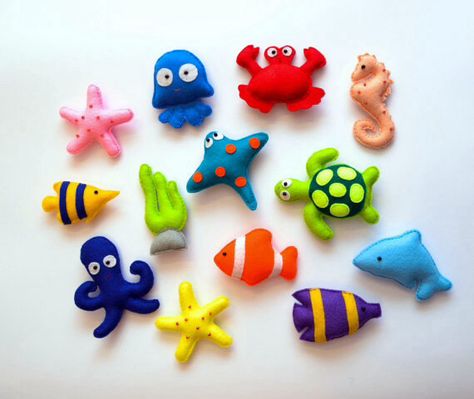 Felt animal Felt Shrimp, Felt Octopus, Felt Magnet, Felt Fish, Baby Mobil, Felt Mobile, Paper Patterns, Felt Patterns, Kids Diy