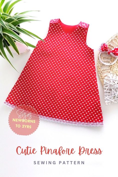 Vintage Pinafore Dress Pattern Free, Childs Pinafore Dress Pattern Free, Baby Dress Sewing Patterns Free, Simple Baby Dress Pattern, Easy Girl Dresses To Sew, Newborn Baby Dress Patterns, Toddler Pinafore Dress Pattern Free, Kids Pinafore Dress Pattern, Easy Pinafore Dress Pattern