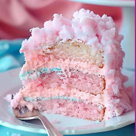 Cotton Candy Cake - Recipes Smile Cotton Candy Cake Pops, Cotton Candy Flavored Cake, Cotton Candy Ice Cream Cake, Cotton Candy Cheesecake Recipes, Cotton Candy Cake Recipe, Cotton Candy Cheesecake, Cotton Candy Cake, Buttercream Ganache, Cotton Candy Cakes