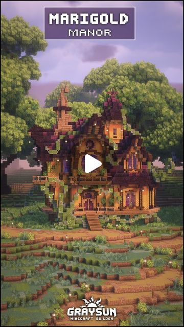 Graysun | Minecraft Builds on Instagram: "Fantasy House - Minecraft
💾Comment "Download" for my Patreon Link!

In this video im showing the build process of the Marigold Manor design!

#minecraft #minecraftbuilds #minecrafthouse #minecraftfantasy #minecraftideas" Cute Acacia House Minecraft, Enchantment House Minecraft, Graysun Minecraft Build, Minecraft Plains Biome House, Biomes O Plenty House Minecraft, Minecraft Librarian House, Minecraft House Guide, Manor Minecraft, Minecraft Manor