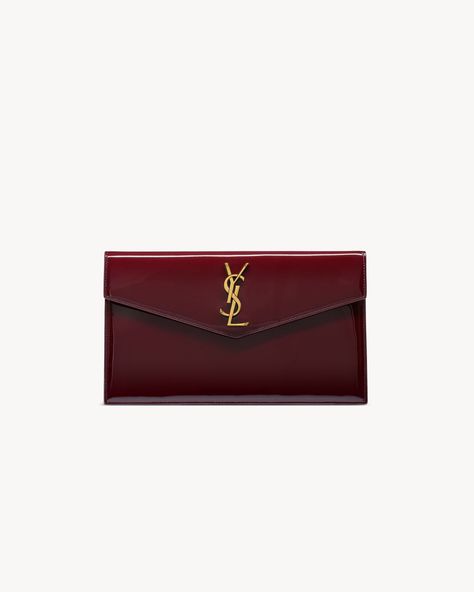 UPTOWN pouch in patent leather | Saint Laurent | YSL.com Baguette Bags, Red Accessories, Dear Santa, Shades Of Red, Small Leather Goods, Dark Red, Red Wine, Patent Leather, Yves Saint Laurent