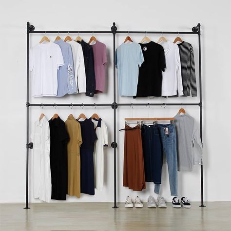 Amazon.com: ZGZR Industrial Pipe Clothes Rack Metal Clothing Store Display Stands Wall Mounted Garment Rack, Heavy Duty Hanging Rod for Closet Storage, 89.8in Gold : Home & Kitchen Wall Mounted Clothing Rack, Pipe Clothes Rack, Rack Closet, Industrial Clothing, Clothing Store Displays, Double Closet, Closet Rods, Pipe Decor, Garment Rack