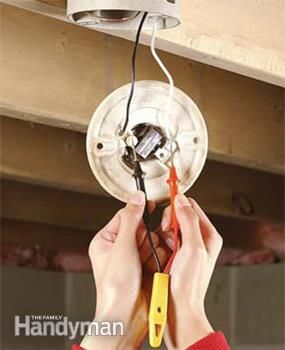 How to Replace A Pull-Chain Light Fixture | Family Handyman Basement Light Fixtures, Chain Light Fixture, Closet Light Fixtures, Pull Chain Light Fixture, Bathroom Light Pulls, Light Switch Wiring, Light Bulb Chandelier, Basement Room, Basement Lighting