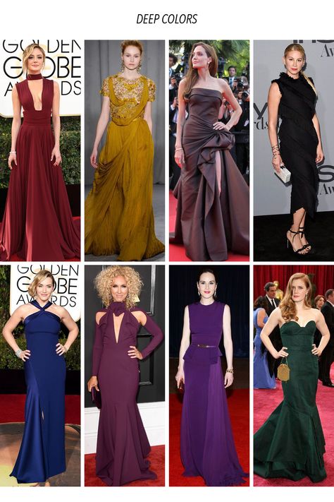 Darker colors. Color Palette. Red Carpet. Color Journal. Deep. Color Journal, Coloring Journal, Red Carpet Look, Deep Winter, Color Pallets, Winter Dresses, Dark Colors, Red Carpet, Color Palette