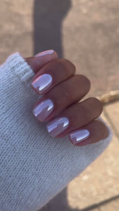 Short Biab Nails Chrome, Biab Chrome Nails, Bubblebath Nails Chrome, Nail Ideas Biab, Chrome Biab Nails, Biab Inspo Nails, Non Acrylic Nail Ideas, Nail Aesthetic Designs, Chrome Nails Short Square