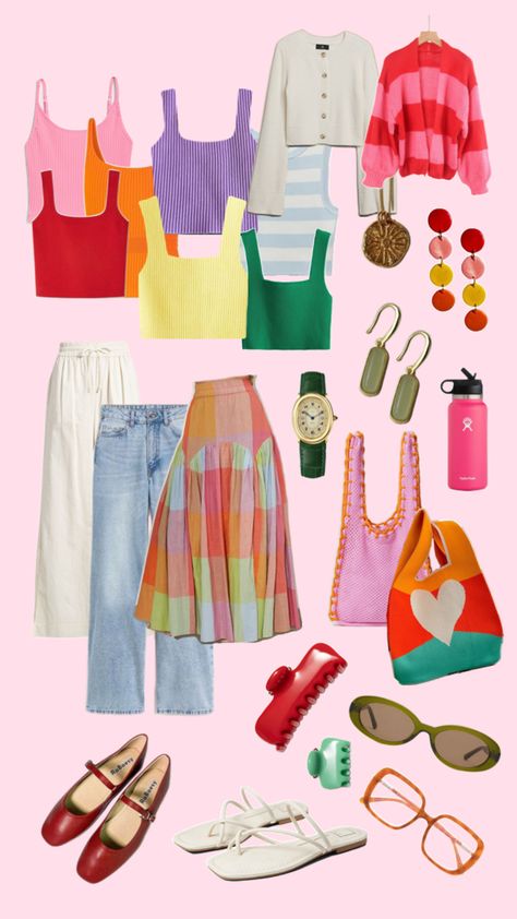 European Capsule Wardrobe, Hippie Outfits, Clothes And Accessories, Colourful Outfits, Lookbook Outfits, Spring Summer Outfits, Outfits Casuales, Colorful Fashion, Look Fashion