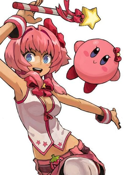 Just remember cannonically Kirby is male. Jaya Ply, Kirby Nintendo, Kirby Games, Kirby Character, Chibi Girl, Art Trade, Female Human, Black Love Art, Not Me