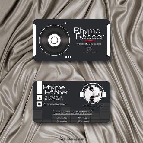 DJ Visiting Card design Dj Visiting Card Design, Graphic Designer Visiting Card Creative, Music Business Cards Design, Visiting Card Creative, Calling Card Template, Dj School, Dj Business Cards, Music Business Cards, Business Card Stand