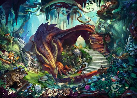 Alector 🌱 on X: "The Dragon's Lair I am so excited to finally be able to share my first artwork I made for Ravensburger! This is an exit puzzle game with riddles and a wholesome story behind it. You have to find a way to help the dragon with something very important. https://t.co/2gFwnDnIM9" / X Dragon Lair, Dragons Lair, Escape Puzzle, Dragon Cave, Dragons Den, Dragon's Lair, Ravensburger Puzzle, The Exit, Rear View Mirror Ornament