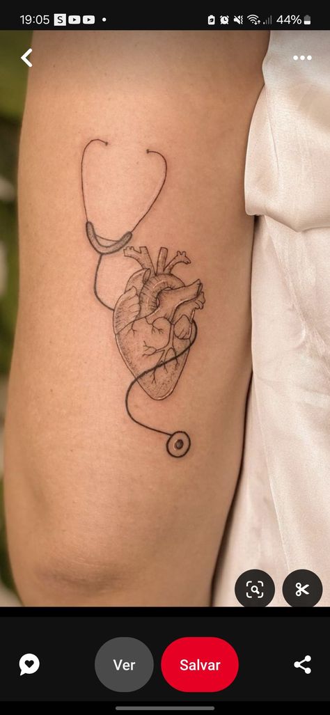 Stethoscope Tattoo, Nurse Tattoo, Aesthetic Tattoo, Tattoo Flash, Thigh Tattoo, Insta Story, Nursing, Tattoos